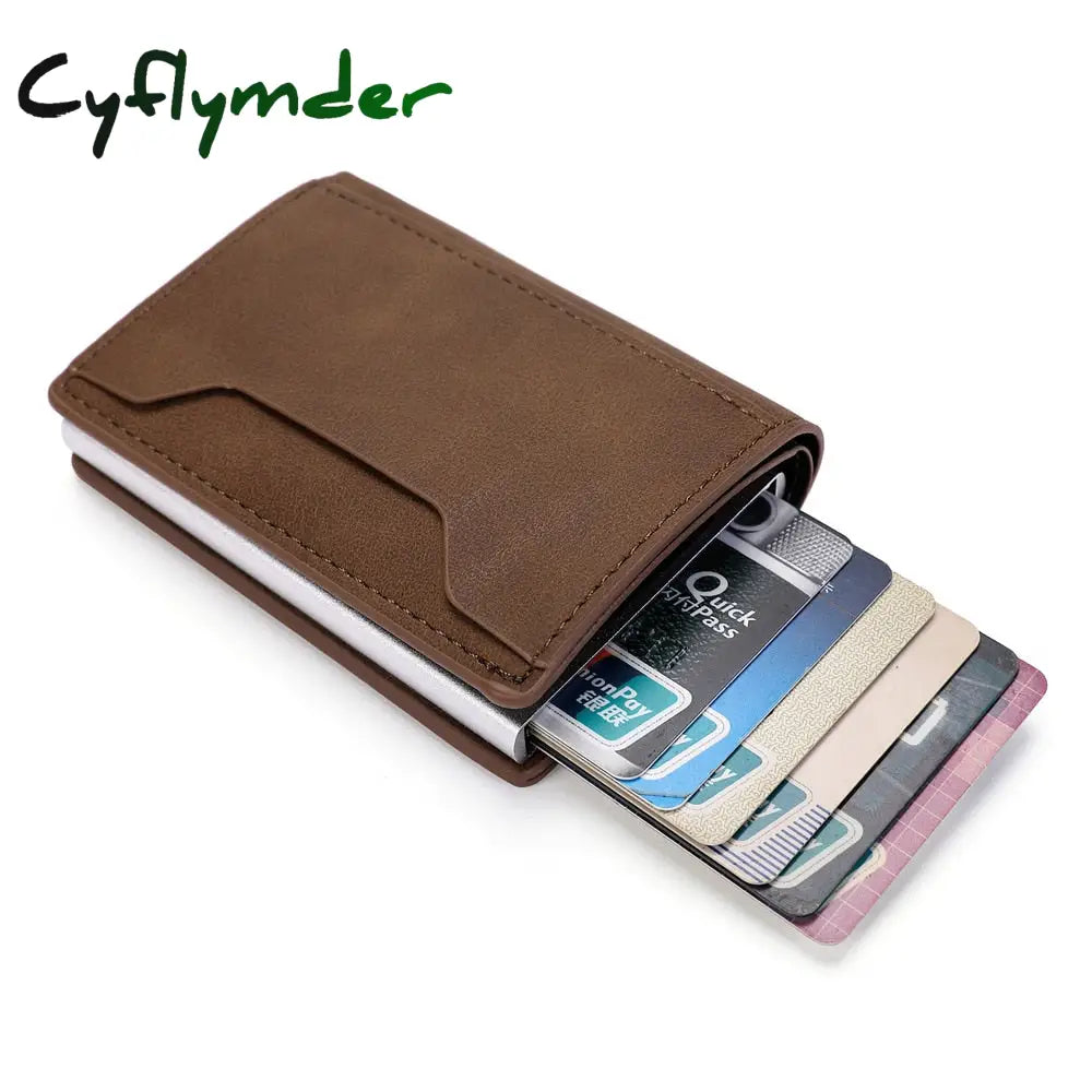 Cyflymder New Credit Card Holder Rfid Anti-Theft Brush Men Leather Wallet Top Pu With Coin Pocket &