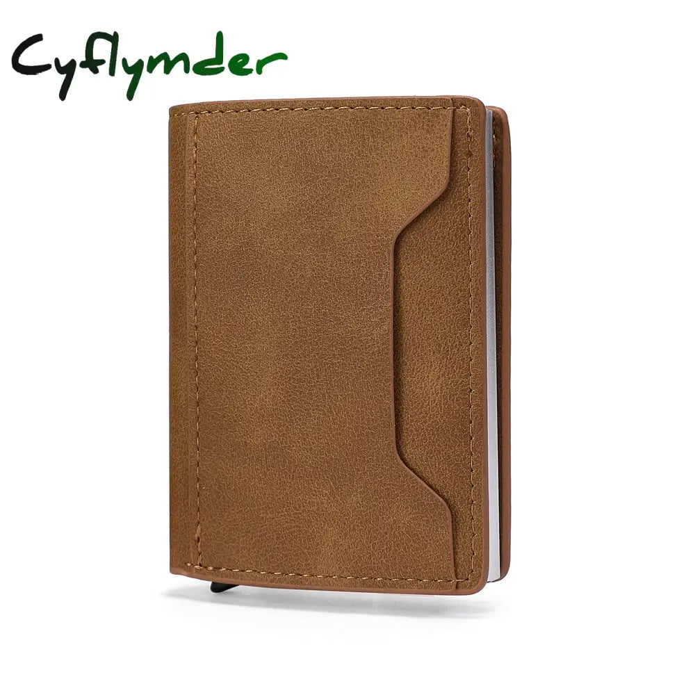 Cyflymder New Credit Card Holder Rfid Anti-Theft Brush Men Leather Wallet Top Pu With Coin Pocket &