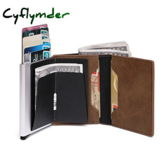 Cyflymder New Credit Card Holder Rfid Anti-Theft Brush Men Leather Wallet Top Pu With Coin Pocket &