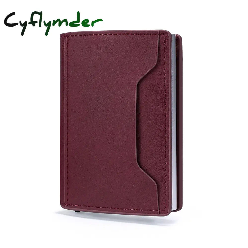 Cyflymder New Credit Card Holder Rfid Anti-Theft Brush Men Leather Wallet Top Pu With Coin Pocket &