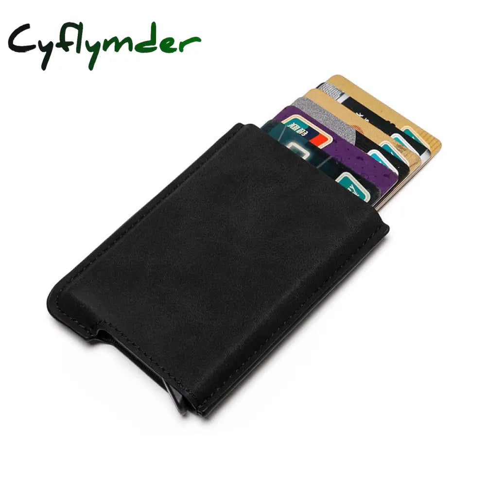 Cyflymder New Credit Card Holder Rfid Anti-Theft Brush Men Leather Wallet Top Pu With Coin Pocket &