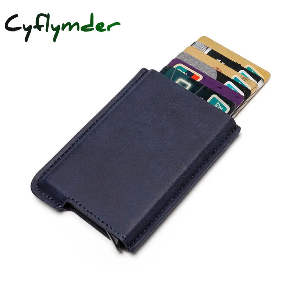 Cyflymder New Credit Card Holder Rfid Anti-Theft Brush Men Leather Wallet Top Pu With Coin Pocket &