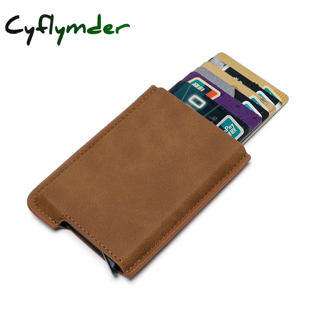 Cyflymder New Credit Card Holder Rfid Anti-Theft Brush Men Leather Wallet Top Pu With Coin Pocket &