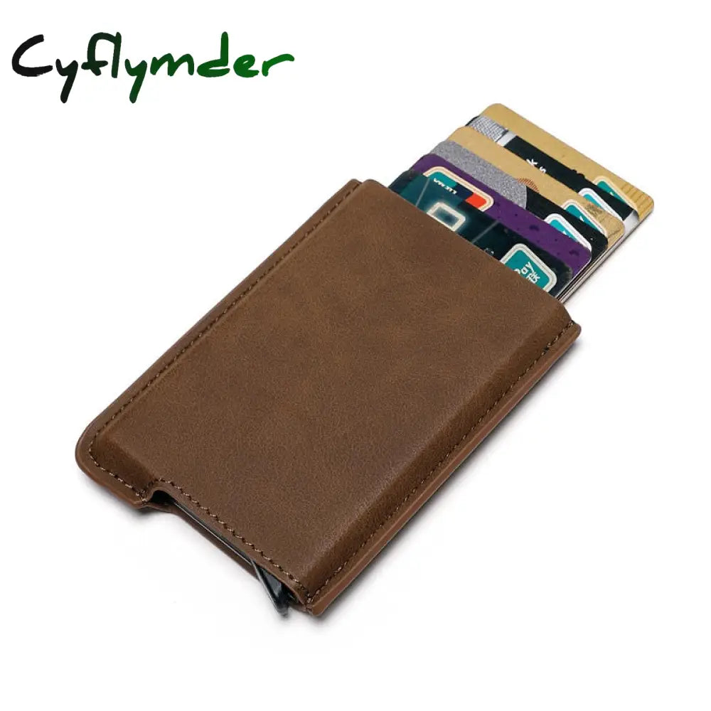 Cyflymder New Credit Card Holder Rfid Anti-Theft Brush Men Leather Wallet Top Pu With Coin Pocket &