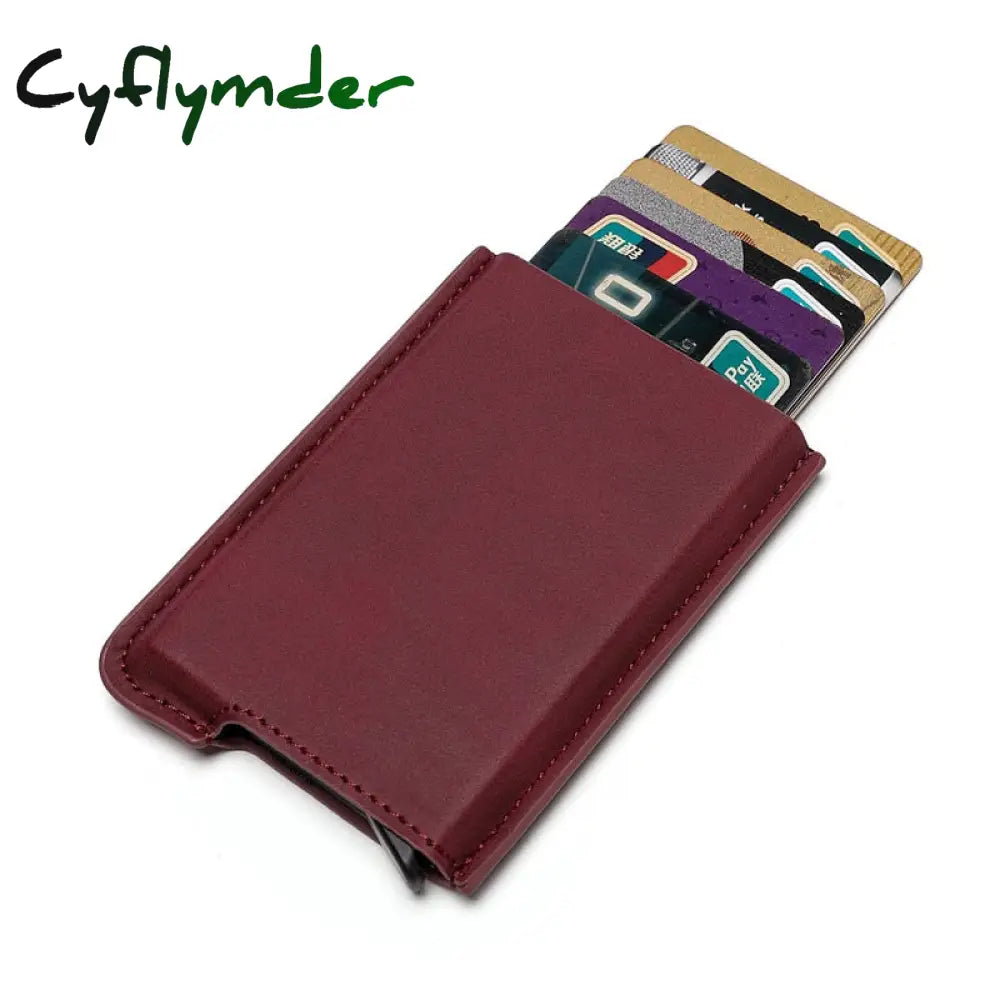 Cyflymder New Credit Card Holder Rfid Anti-Theft Brush Men Leather Wallet Top Pu With Coin Pocket &