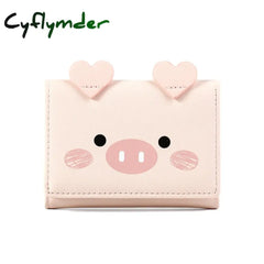 Cyflymder New Cute Cartoon Pig Designer Wallet Pu Leather Women Purse Ladies Trifold Wallets Female