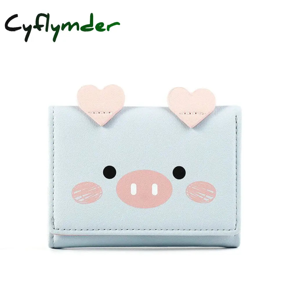 Cyflymder New Cute Cartoon Pig Designer Wallet Pu Leather Women Purse Ladies Trifold Wallets Female