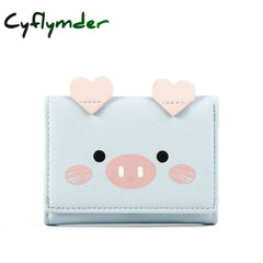 Cyflymder New Cute Cartoon Pig Designer Wallet Pu Leather Women Purse Ladies Trifold Wallets Female