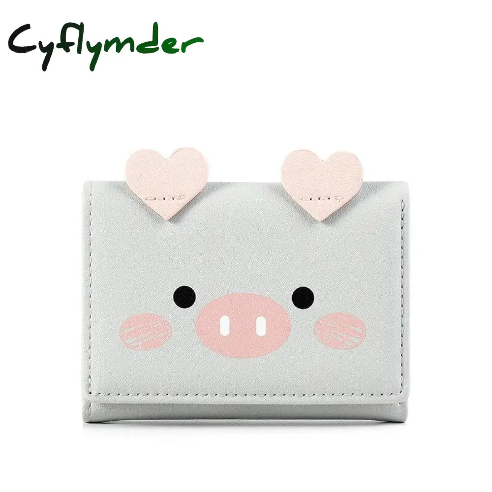 Cyflymder New Cute Cartoon Pig Designer Wallet Pu Leather Women Purse Ladies Trifold Wallets Female