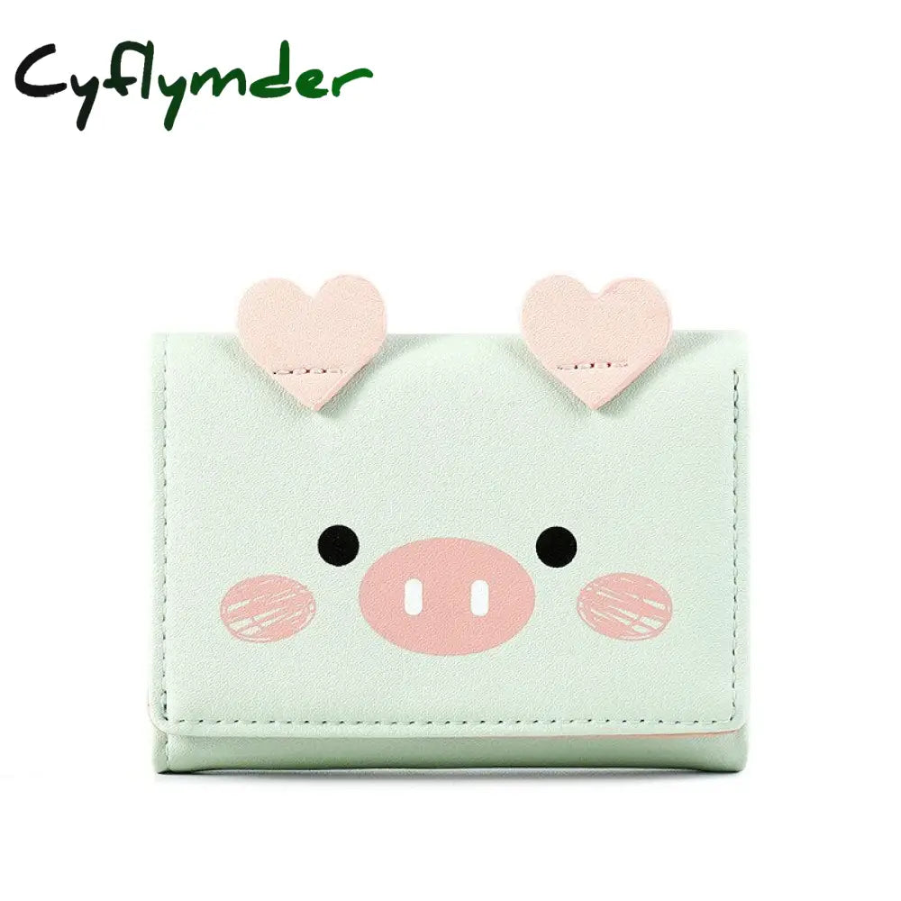 Cyflymder New Cute Cartoon Pig Designer Wallet Pu Leather Women Purse Ladies Trifold Wallets Female