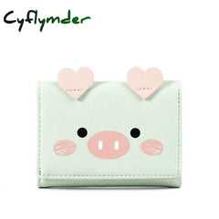 Cyflymder New Cute Cartoon Pig Designer Wallet Pu Leather Women Purse Ladies Trifold Wallets Female