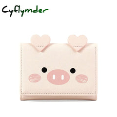 Cyflymder New Cute Cartoon Pig Designer Wallet Pu Leather Women Purse Ladies Trifold Wallets Female