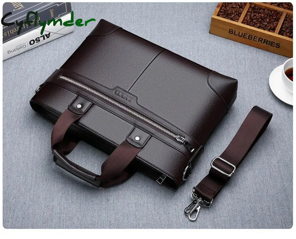 Cyflymder New Design Laptop Bags For Men Luxury Soft Leather Business Tote Retro Briefcase Shoulder