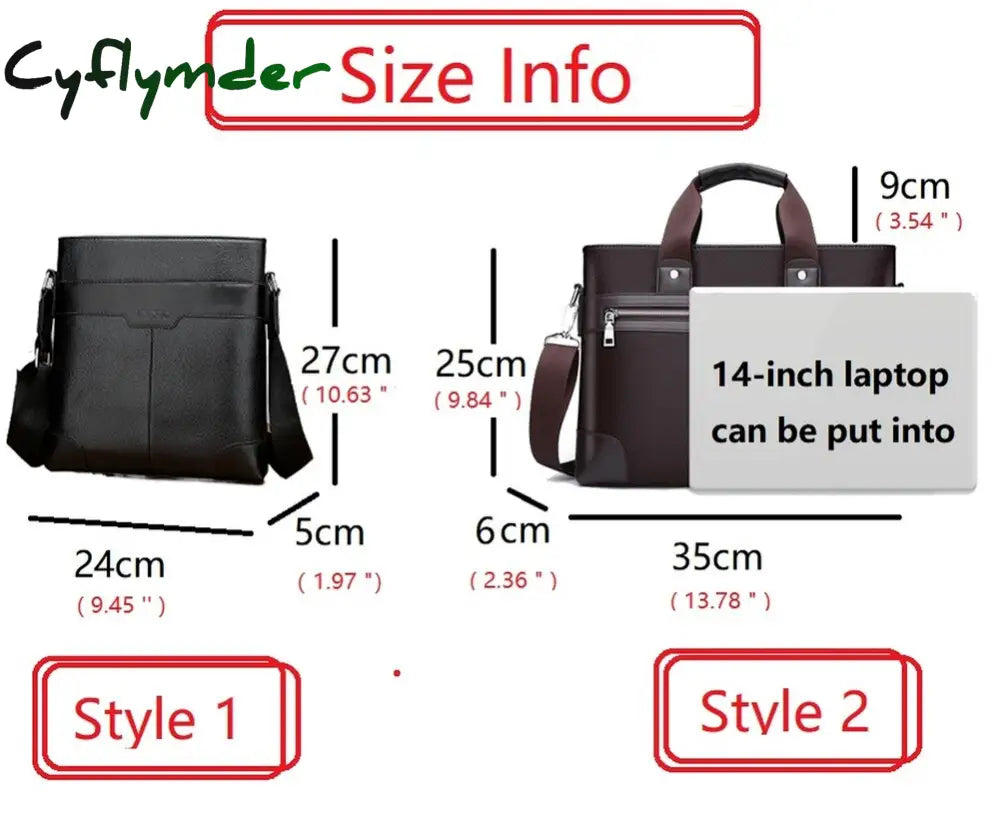 Cyflymder New Design Laptop Bags For Men Luxury Soft Leather Business Tote Retro Briefcase Shoulder