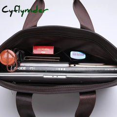 Cyflymder New Design Laptop Bags For Men Luxury Soft Leather Business Tote Retro Briefcase Shoulder