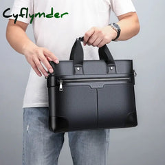 Cyflymder New Design Laptop Bags For Men Luxury Soft Leather Business Tote Retro Briefcase Shoulder