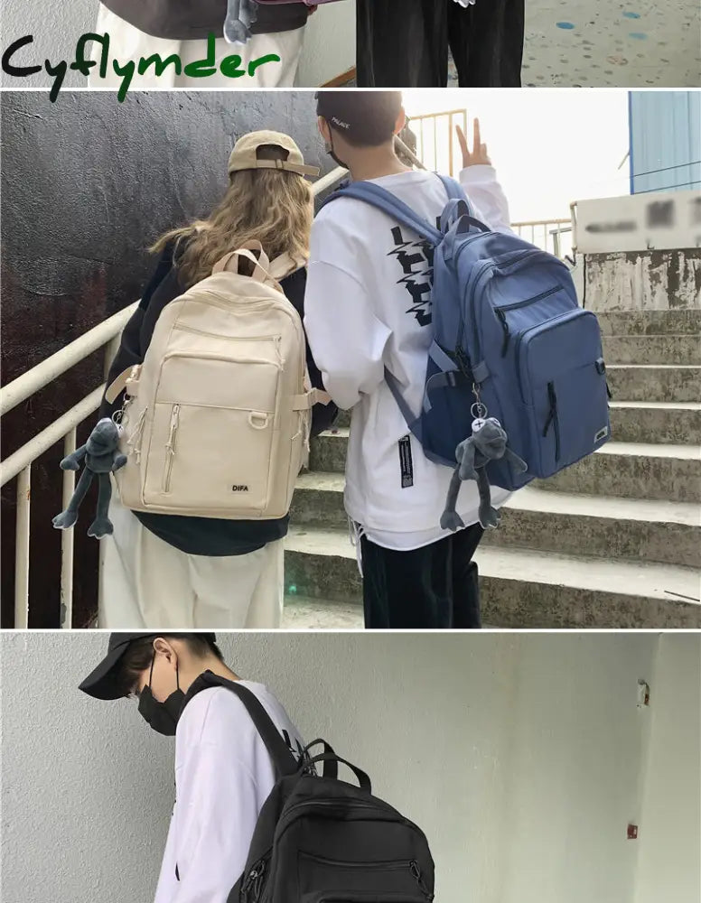 Cyflymder New Double-Deck Waterproof Nylon Women Backpack Female Multi-Pocket Laptop Unisex Travel