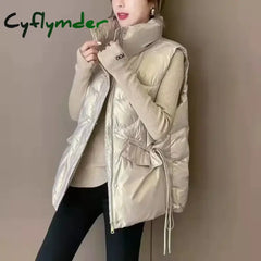 Cyflymder New Down Cotton Vest for Women Autumn Winter Lightweight Vest Casual Loose Jackets Coats Women Fashion