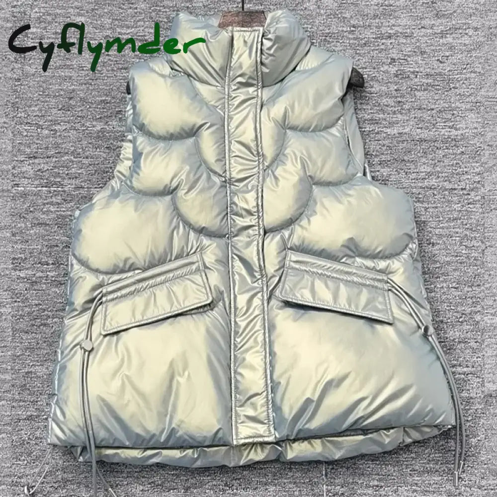 Cyflymder New Down Cotton Vest for Women Autumn Winter Lightweight Vest Casual Loose Jackets Coats Women Fashion