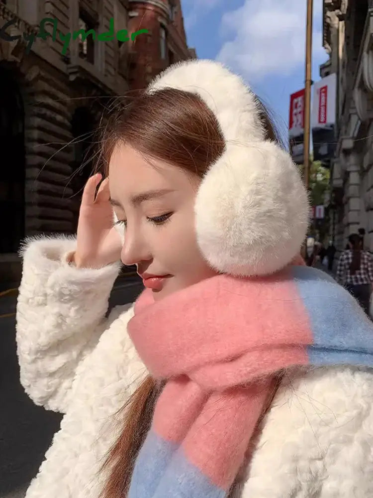 Cyflymder New Earmuffs for Autumn and Winter Women’s Outdoor Travel Warm and Thickened Earmuffs with Plush Ear