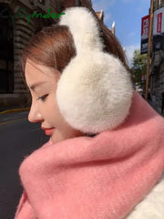 Cyflymder New Earmuffs for Autumn and Winter Women’s Outdoor Travel Warm and Thickened Earmuffs with Plush Ear