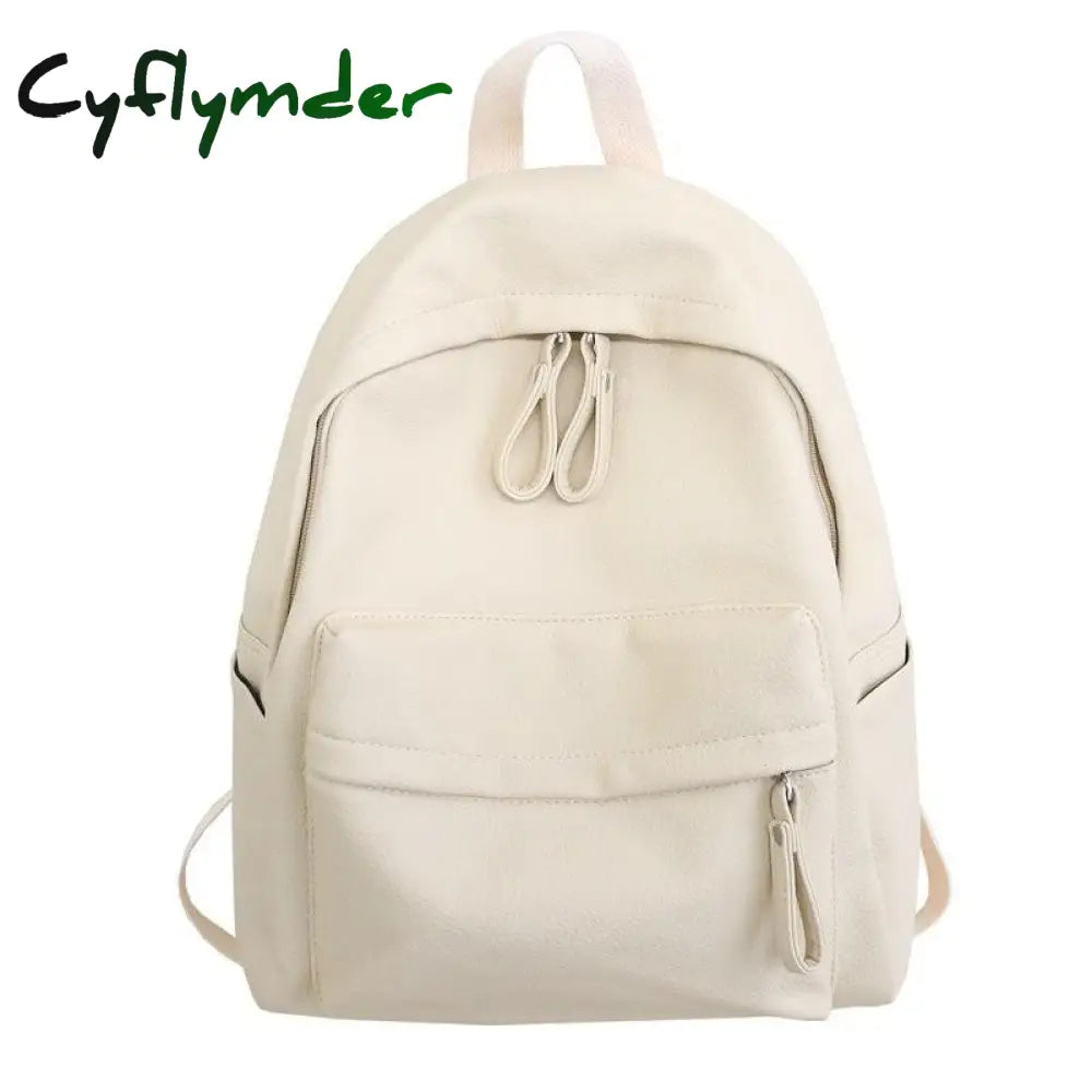 Cyflymder New Fashion Backpack Laptop Shoulder Bag Pu Leather Travel Women Backpacks College