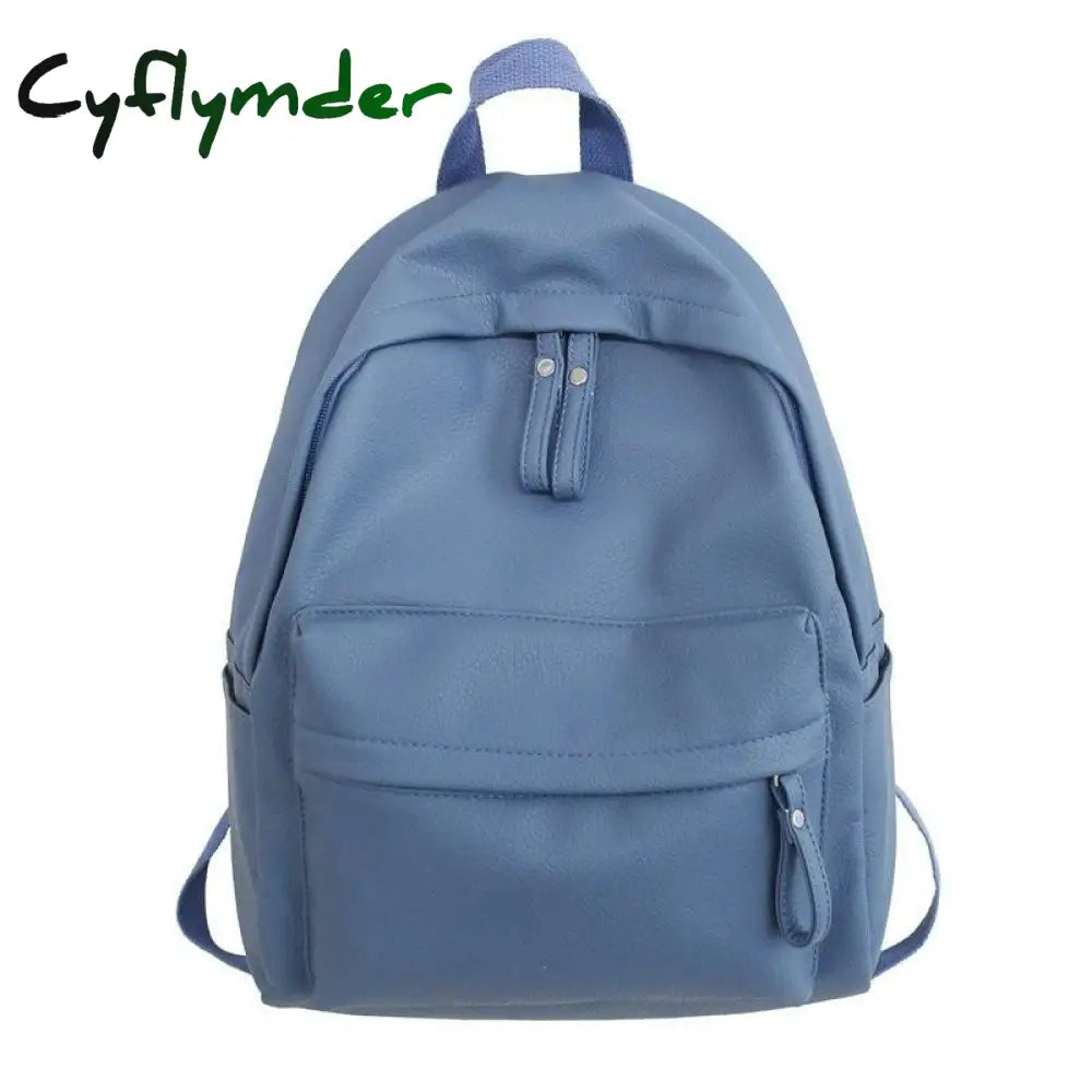 Cyflymder New Fashion Backpack Laptop Shoulder Bag Pu Leather Travel Women Backpacks College