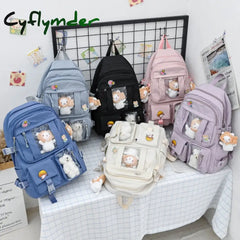 Cyflymder New Fashion Cute Women Backpack White Waterproof Nylon Female Schoolbag College Lady