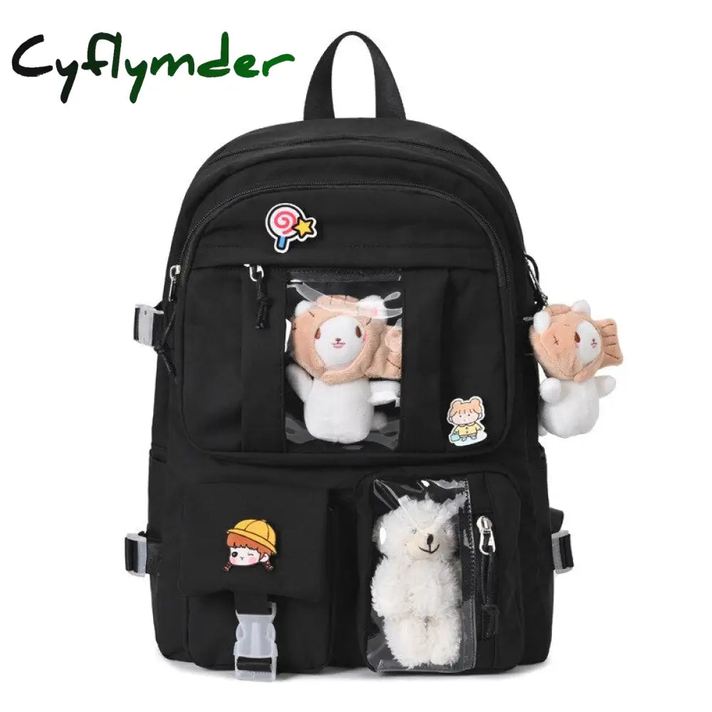 Cyflymder New Fashion Cute Women Backpack White Waterproof Nylon Female Schoolbag College Lady