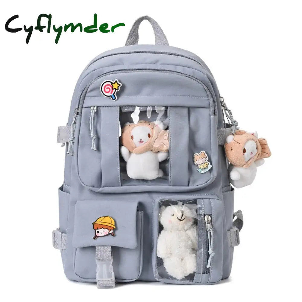 Cyflymder New Fashion Cute Women Backpack White Waterproof Nylon Female Schoolbag College Lady