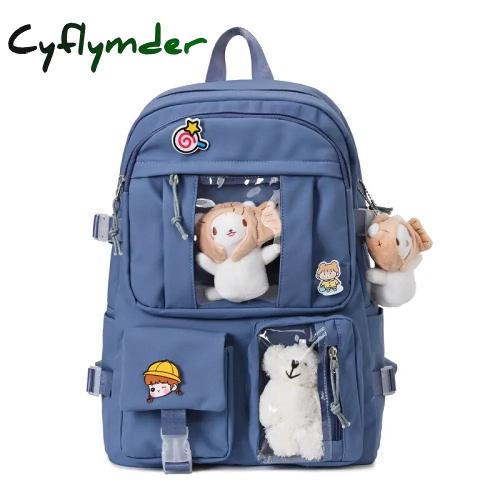 Cyflymder New Fashion Cute Women Backpack White Waterproof Nylon Female Schoolbag College Lady