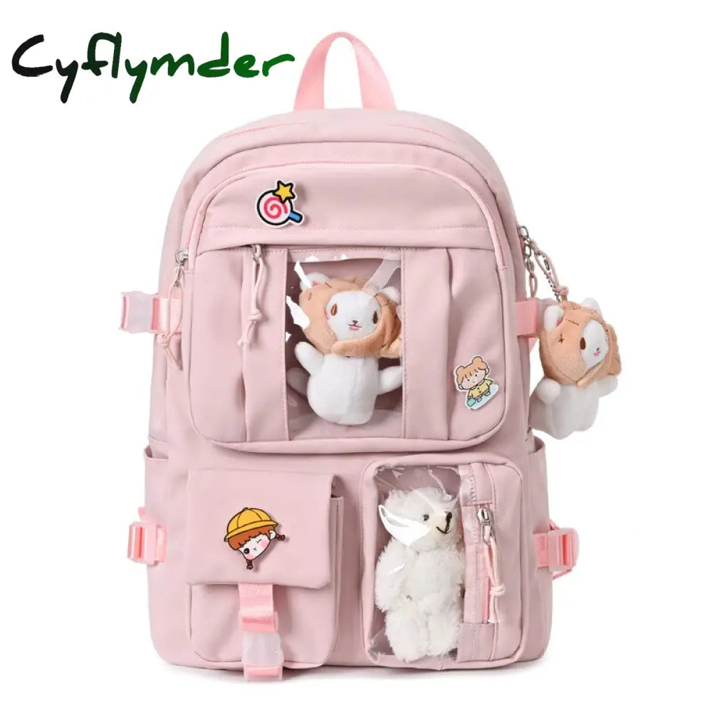 Cyflymder New Fashion Cute Women Backpack White Waterproof Nylon Female Schoolbag College Lady