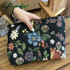 Cyflymder New Fashion Embroidered Jacquard Clutch Makeup Bag Cosmetic Travel Toiletry Skincare