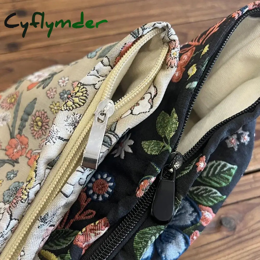 Cyflymder New Fashion Embroidered Jacquard Clutch Makeup Bag Cosmetic Travel Toiletry Skincare