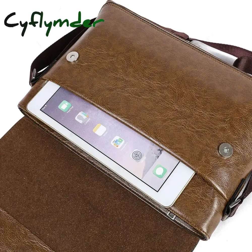 Cyflymder New Fashion High Capacity Men Pu Leather Handbags Laptop Bags Male Business Travel