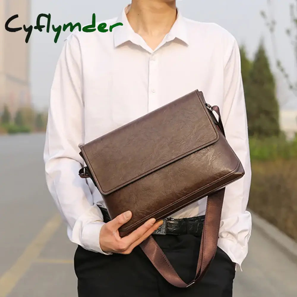 Cyflymder New Fashion High Capacity Men Pu Leather Handbags Laptop Bags Male Business Travel