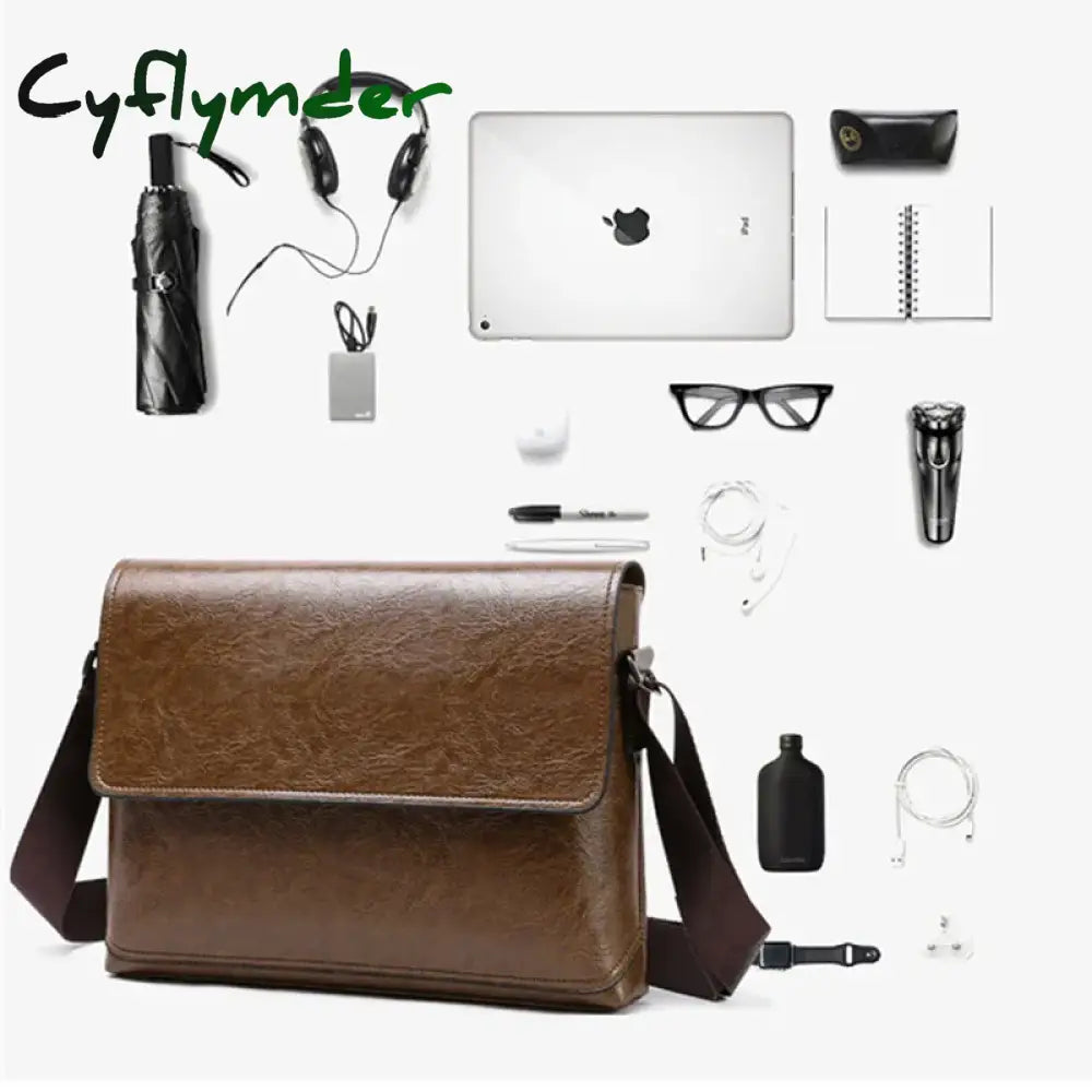 Cyflymder New Fashion High Capacity Men Pu Leather Handbags Laptop Bags Male Business Travel