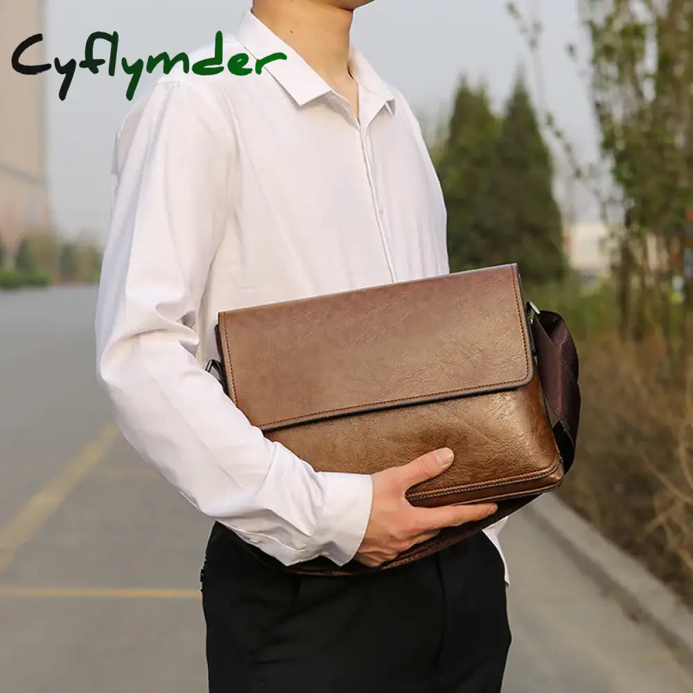 Cyflymder New Fashion High Capacity Men Pu Leather Handbags Laptop Bags Male Business Travel