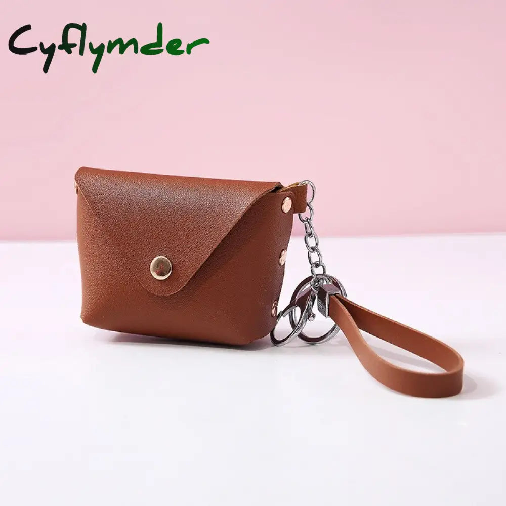 Cyflymder New Fashion Ladies Pu Leather Mini Wallet Card Key Holder Coin Purse Solid Color Clutch