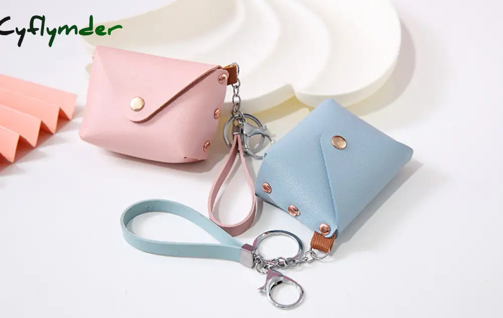 Cyflymder New Fashion Ladies Pu Leather Mini Wallet Card Key Holder Coin Purse Solid Color Clutch