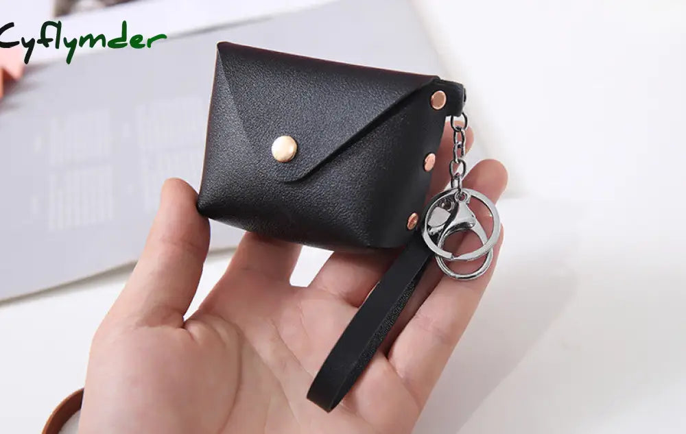 Cyflymder New Fashion Ladies Pu Leather Mini Wallet Card Key Holder Coin Purse Solid Color Clutch