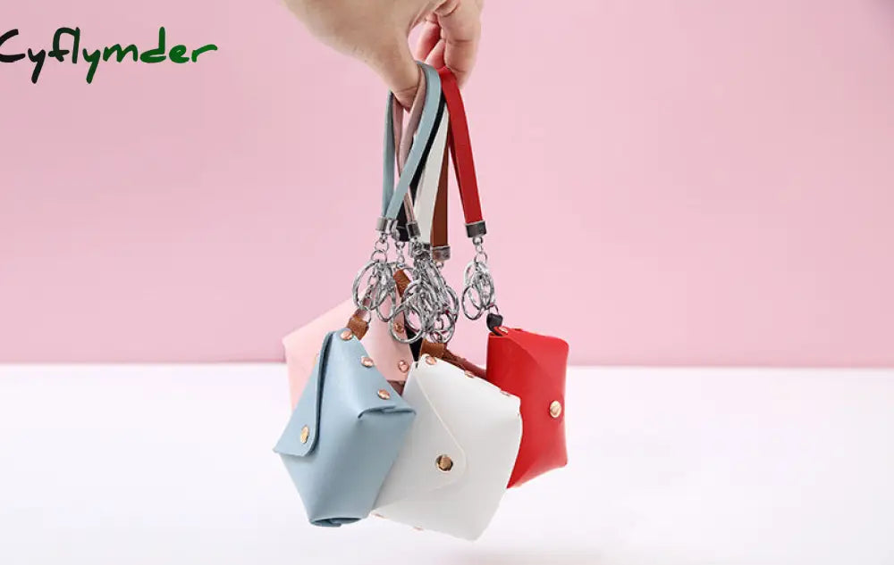 Cyflymder New Fashion Ladies Pu Leather Mini Wallet Card Key Holder Coin Purse Solid Color Clutch