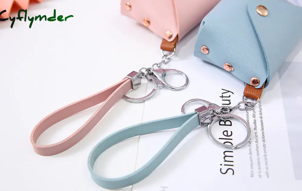 Cyflymder New Fashion Ladies Pu Leather Mini Wallet Card Key Holder Coin Purse Solid Color Clutch