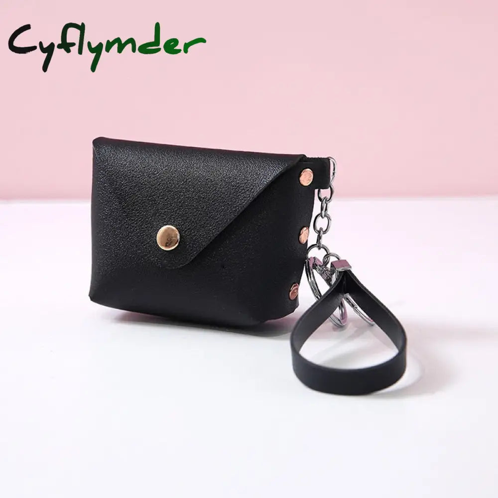 Cyflymder New Fashion Ladies Pu Leather Mini Wallet Card Key Holder Coin Purse Solid Color Clutch