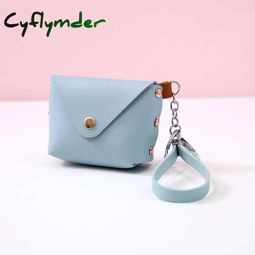 Cyflymder New Fashion Ladies Pu Leather Mini Wallet Card Key Holder Coin Purse Solid Color Clutch