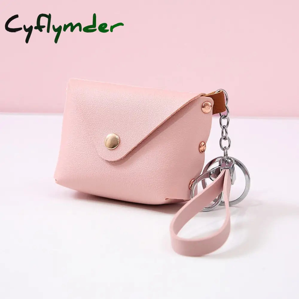 Cyflymder New Fashion Ladies Pu Leather Mini Wallet Card Key Holder Coin Purse Solid Color Clutch