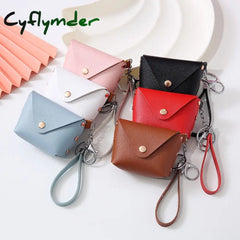 Cyflymder New Fashion Ladies Pu Leather Mini Wallet Card Key Holder Coin Purse Solid Color Clutch