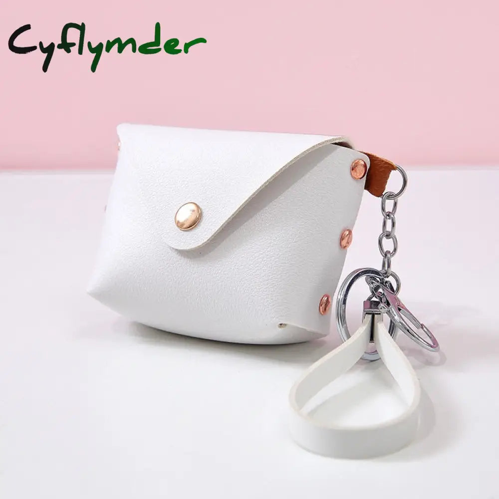 Cyflymder New Fashion Ladies Pu Leather Mini Wallet Card Key Holder Coin Purse Solid Color Clutch