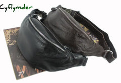 Cyflymder New Fashion Men Leather Waist Pack Genuine Leather Waist Bag for Men Pouch Fanny Pack Male Money Belt Bag Bum