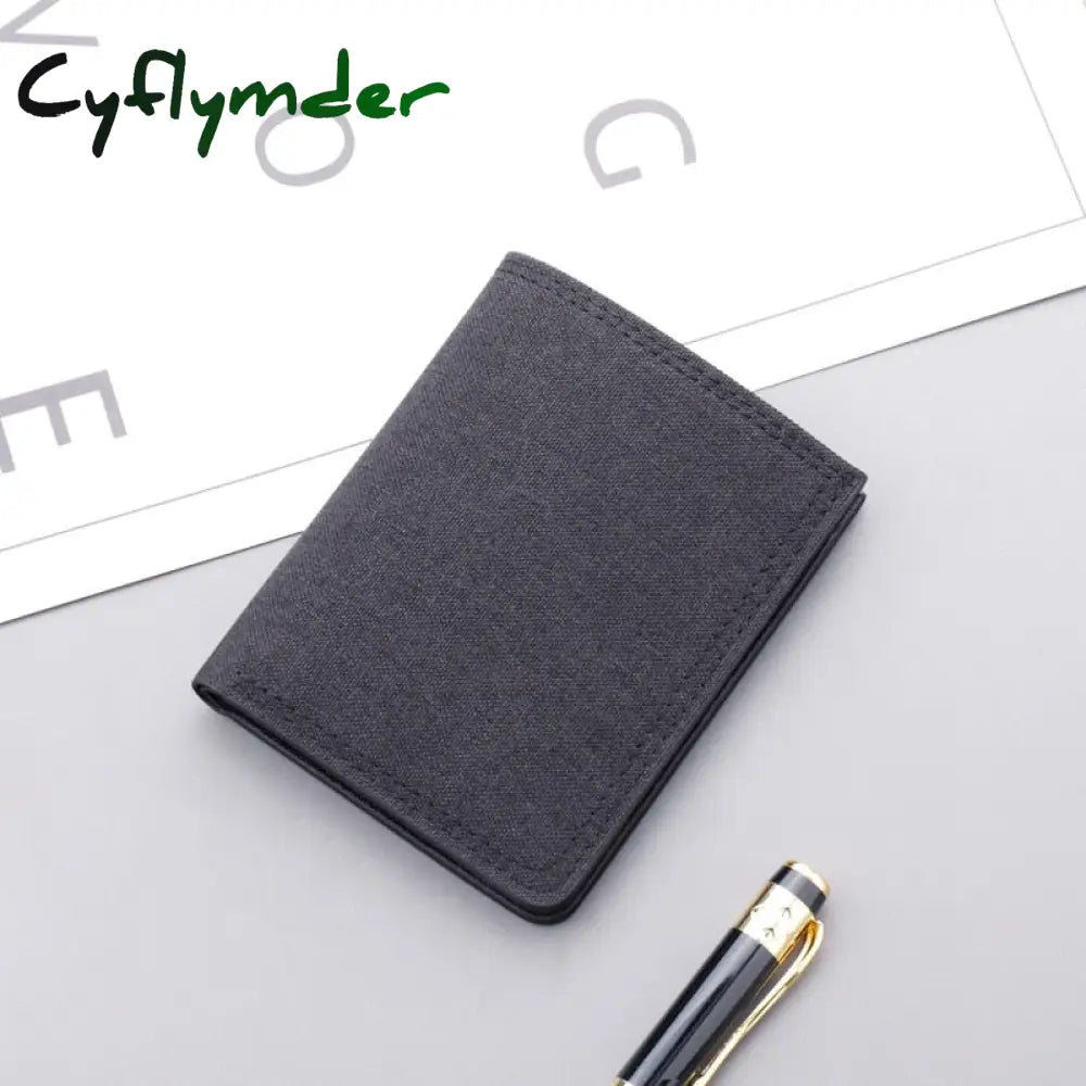 Cyflymder New Fashion Men Short Wallet Coin Purse Men’s Pouch Card Holder Vertical Canvas Black